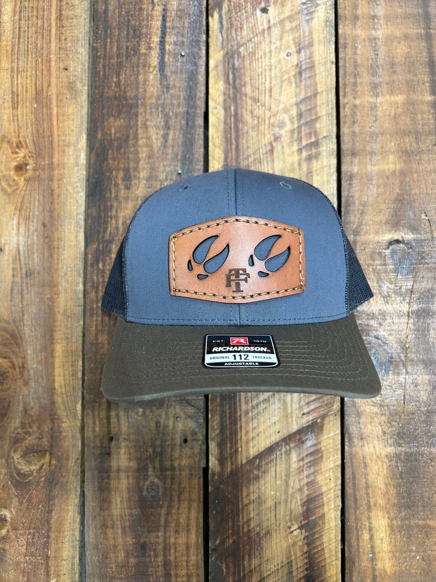 Hog Tracks Gun Metal/Chocolate Chip 112FPT Leather Patch