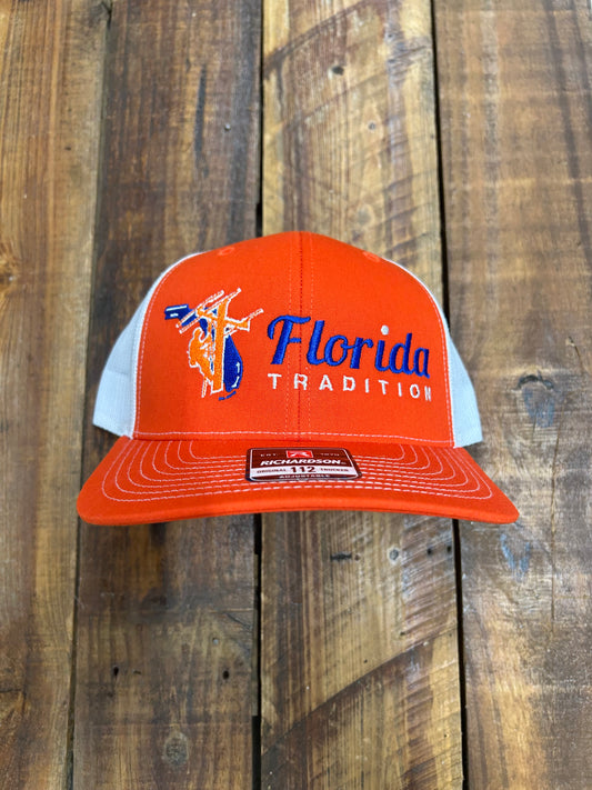 Split Orange/White/Blue Lineman FL Tradition Embroidered Hat 112