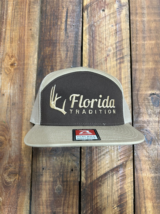 Brown/Khaki Antlers FL Tradition Flat Bill Hat