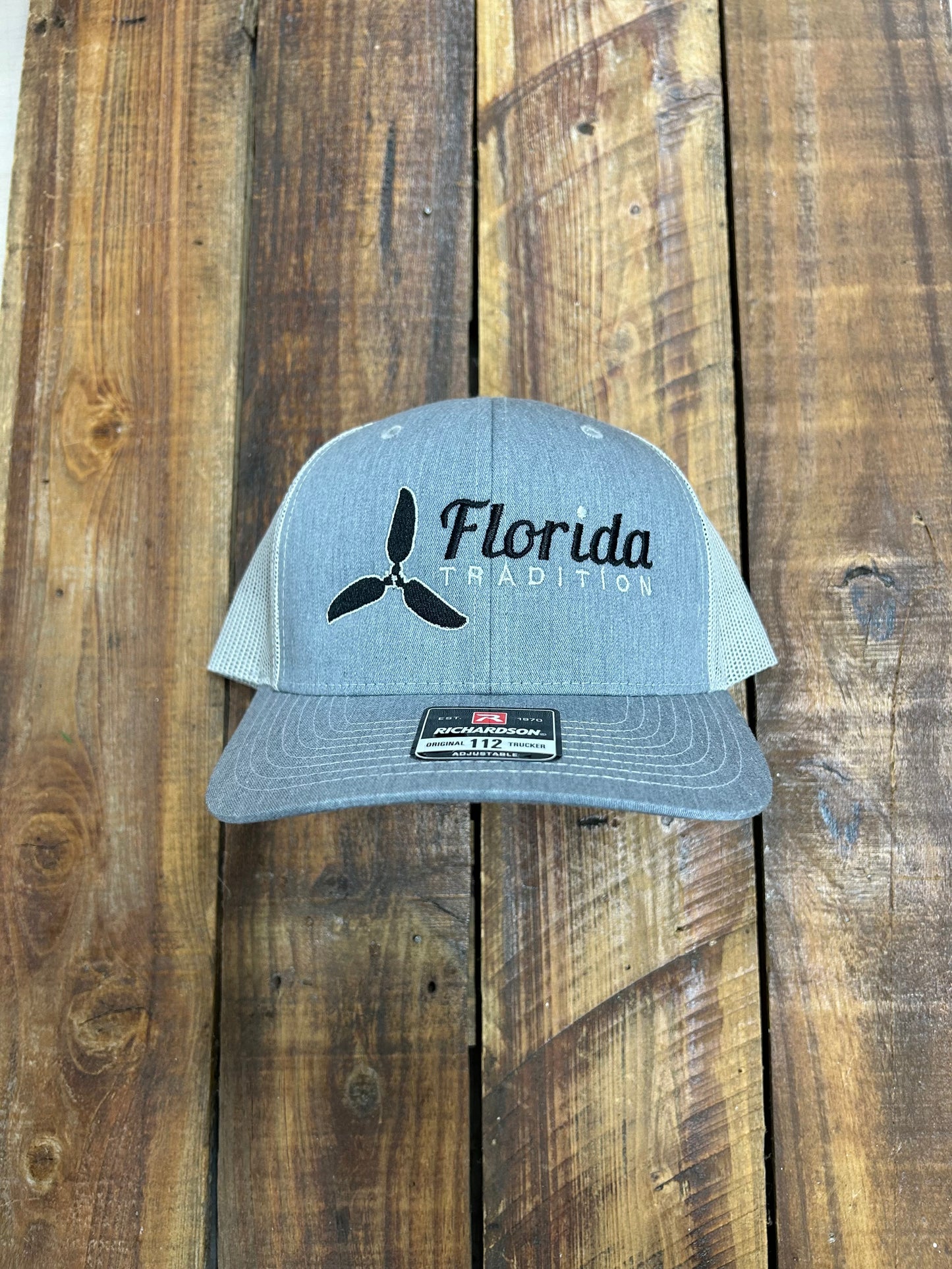 Heather Grey/White Airboat Embroidered 112FP Hat