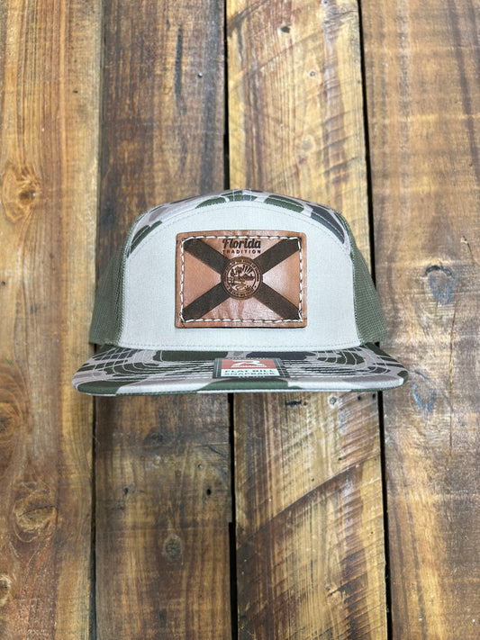 Marsh Duck Camo Flat Bill Leather Patch Florida Logo